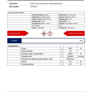 مشخصات بوتیل استات گرید ACS دکتر مجللی