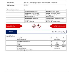 مشخصات 2 – پروپانول گرید GC | دکتر مجللی در فروشگاه شیمی من