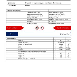 مشخصات 2 –پروپانول گرید Gradient HPLC| دکتر مجللی در فروشگاه شیمی من