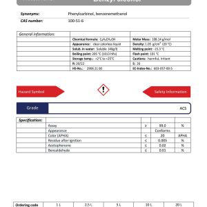 مشخصات بنزیل الکل گرید ACS دکتر مجللی