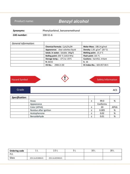 مشخصات بنزیل الکل گرید ACS | دکتر مجللی