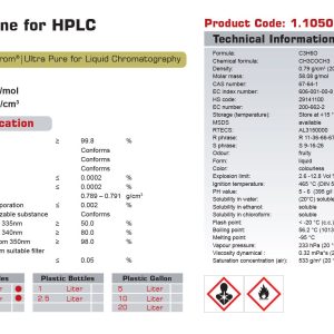 آنالیز استون گرید HPLC نوترون | کاتالوگ محصولات نوتورن شسمی | بهترین قیمت استون HPLC نوترون شیمی