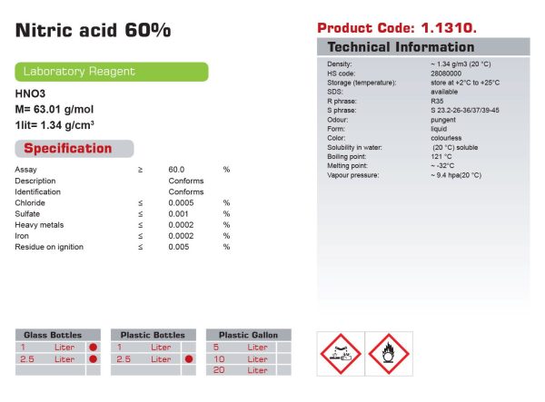 آنالیز اسید نیتریک 60% گرید Laboratory نوترون| خرید اسید نیتریک 60% نوترون|قیمت اسید نیتریک 60% گرید Laboratory نوترون|نیتریک اسید 60%