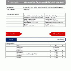 آمونیوم هپتامولیبدات تتراهیدرات گرید Laboratory | دکتر مجللی