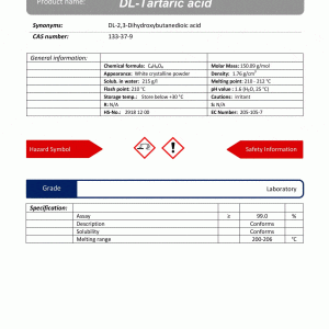 DL-تارتاریک اسید گرید Laboratory | دکتر مجللی