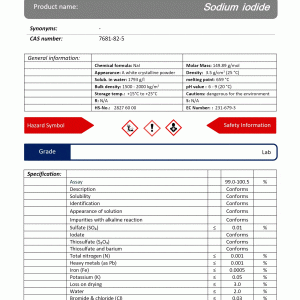 سدیم آیوداید گرید Laboratory | دکتر مجللی