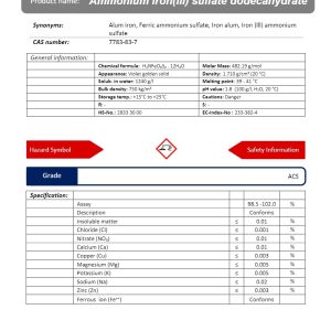آمونیوم آهن(III) سولفات 12 آبه گرید ACS | دکتر مجللی