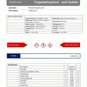 فسفو تنگستیک اسید هیدرات گرید Laboratory | دکتر مجللی