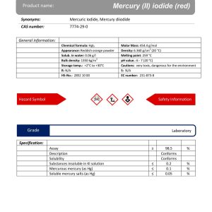 جیوه (II) آیوداید (قرمز) گرید Laboratory | دکتر مجللی