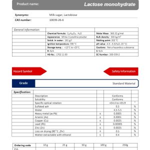 لاکتوز مونوهیدرات گرید Standard Material | دکتر مجللی