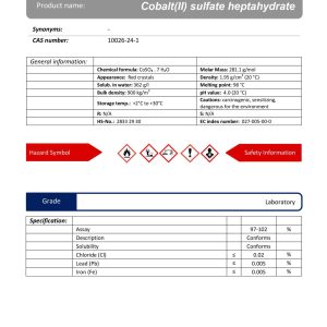 کبالت (II) سولفات هپتا هیدرات گرید Laboratory | دکتر مجللی