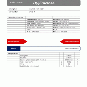 D(-) فروکتوز گرید Standard Material | دکتر مجللی