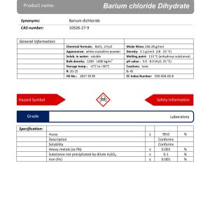 باریم کلراید دی هیدرات گرید Laboratory | دکتر مجللی